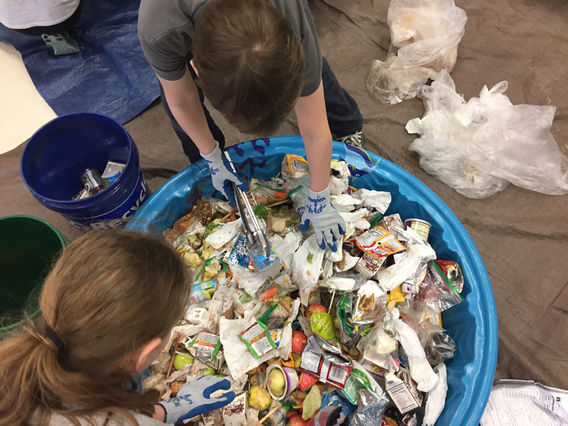 Hockinson Heights Elementary students sort waste during a waste audit