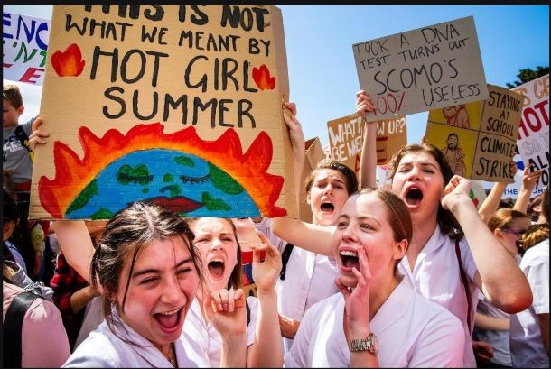 Young ladies protesting
