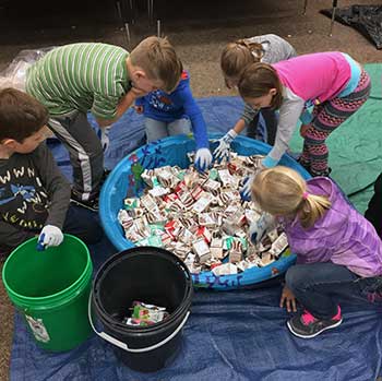 students doing waste audit